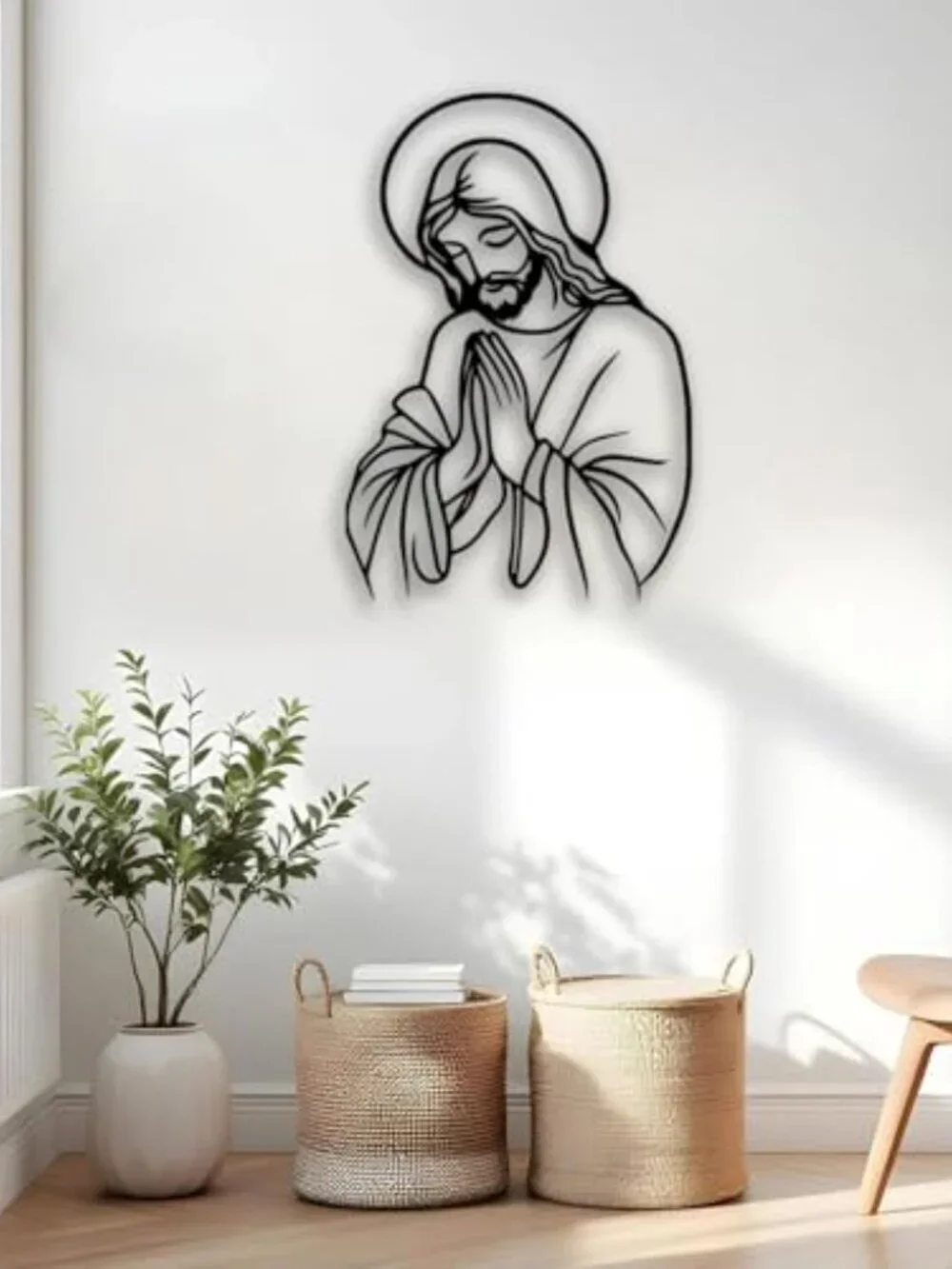 BRAND NEW Jesus Praying Hands Metal Wall Decor
